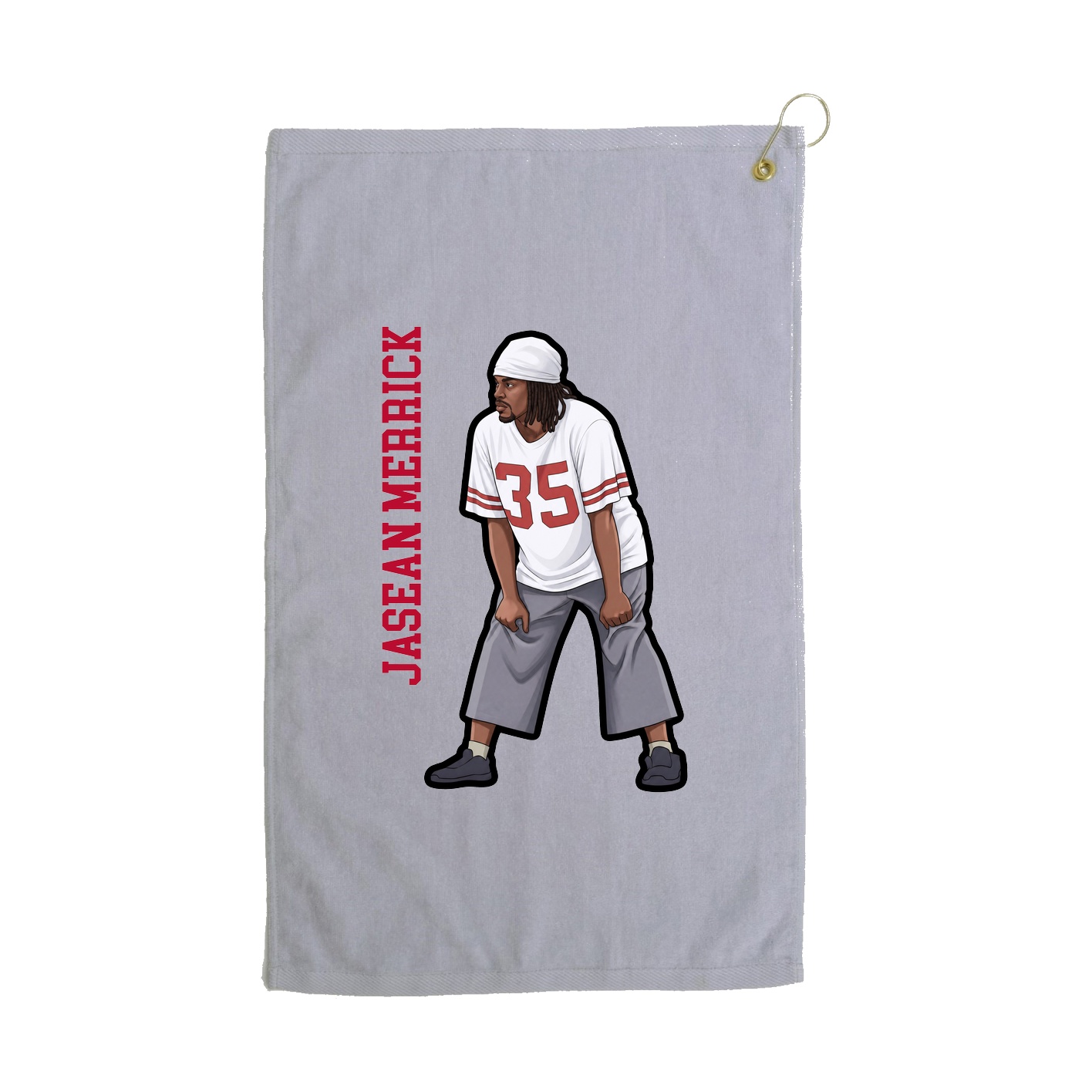 Golf Towel — Name Vertical in Grey