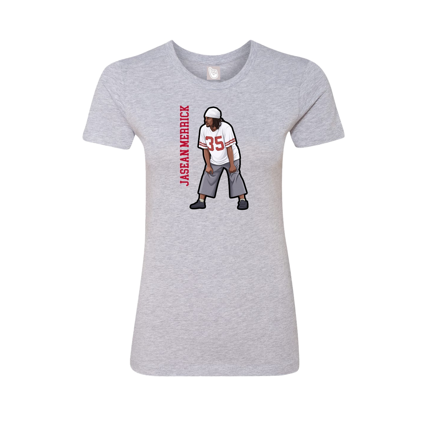 Fitted Women's Tee — Name Vertical in Grey