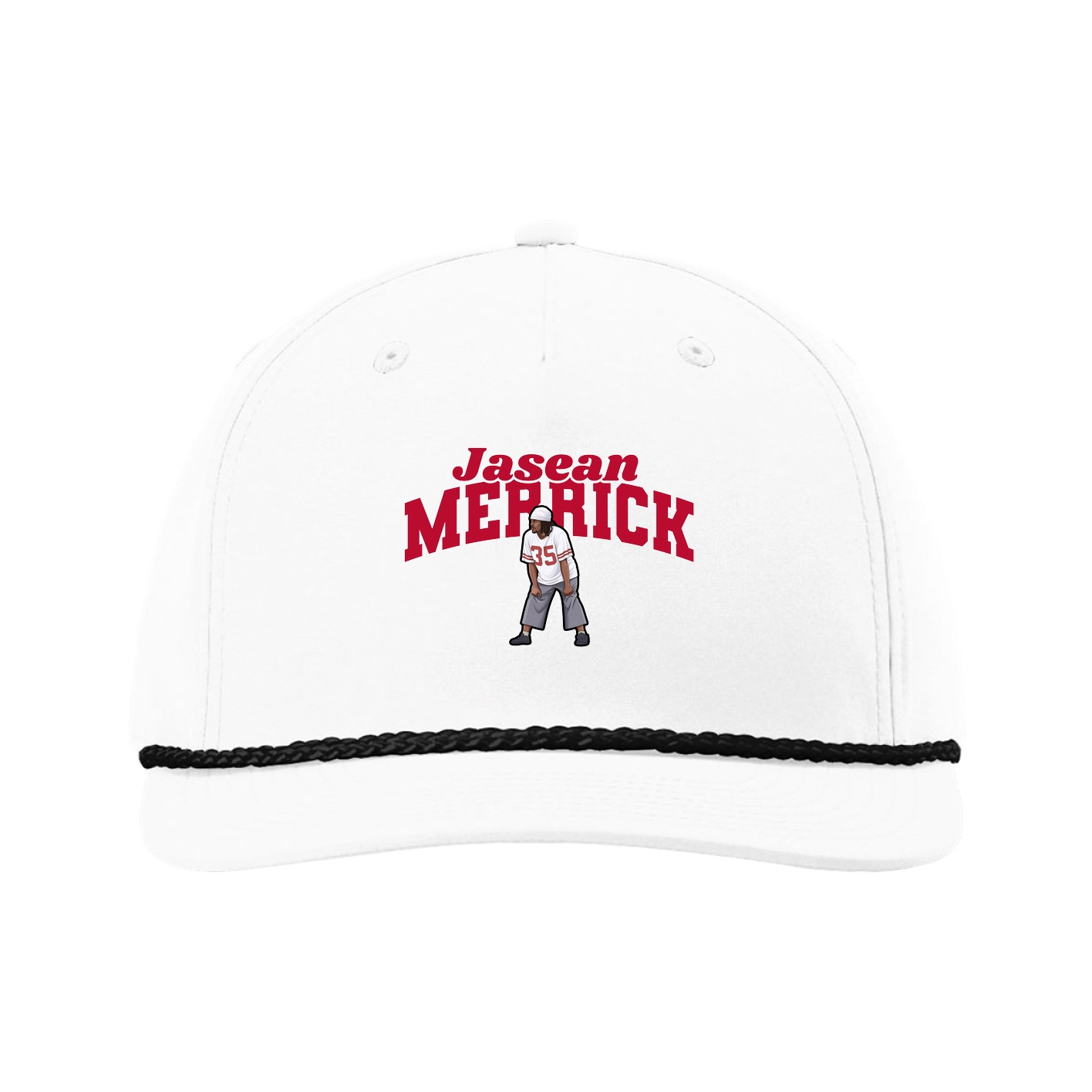 Five-Panel Classic Rope Cap — Signature Arch in White