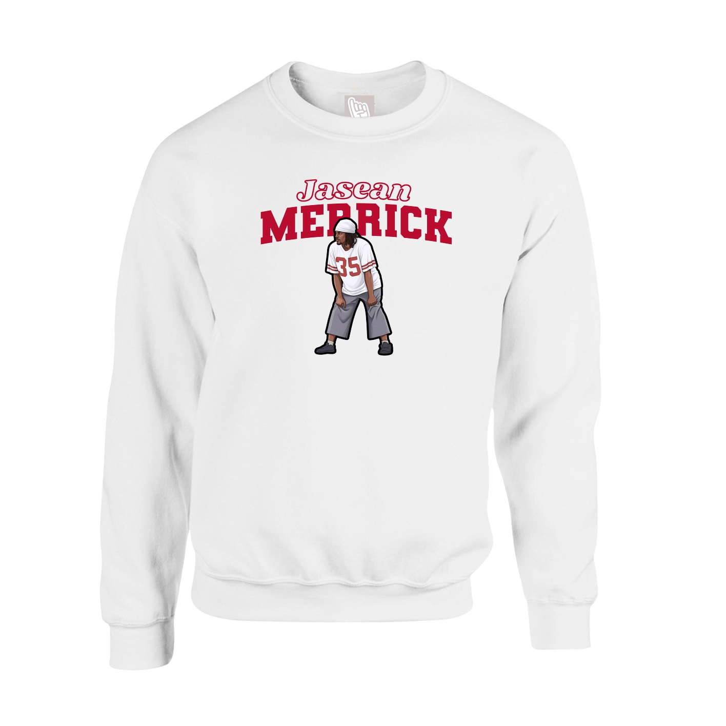 Fleece Crew — Name Arch in White