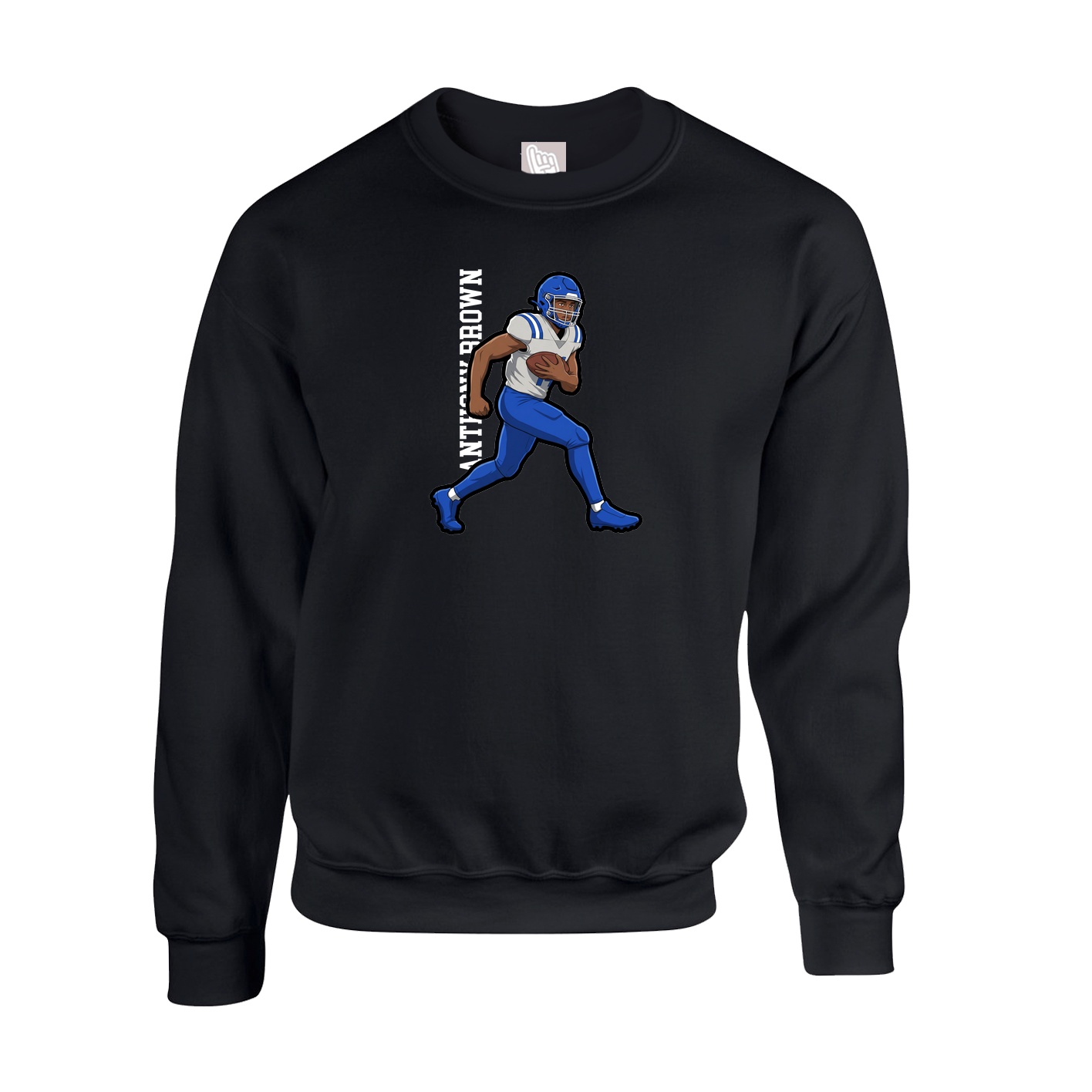 Fleece Crew — Name Vertical in Black
