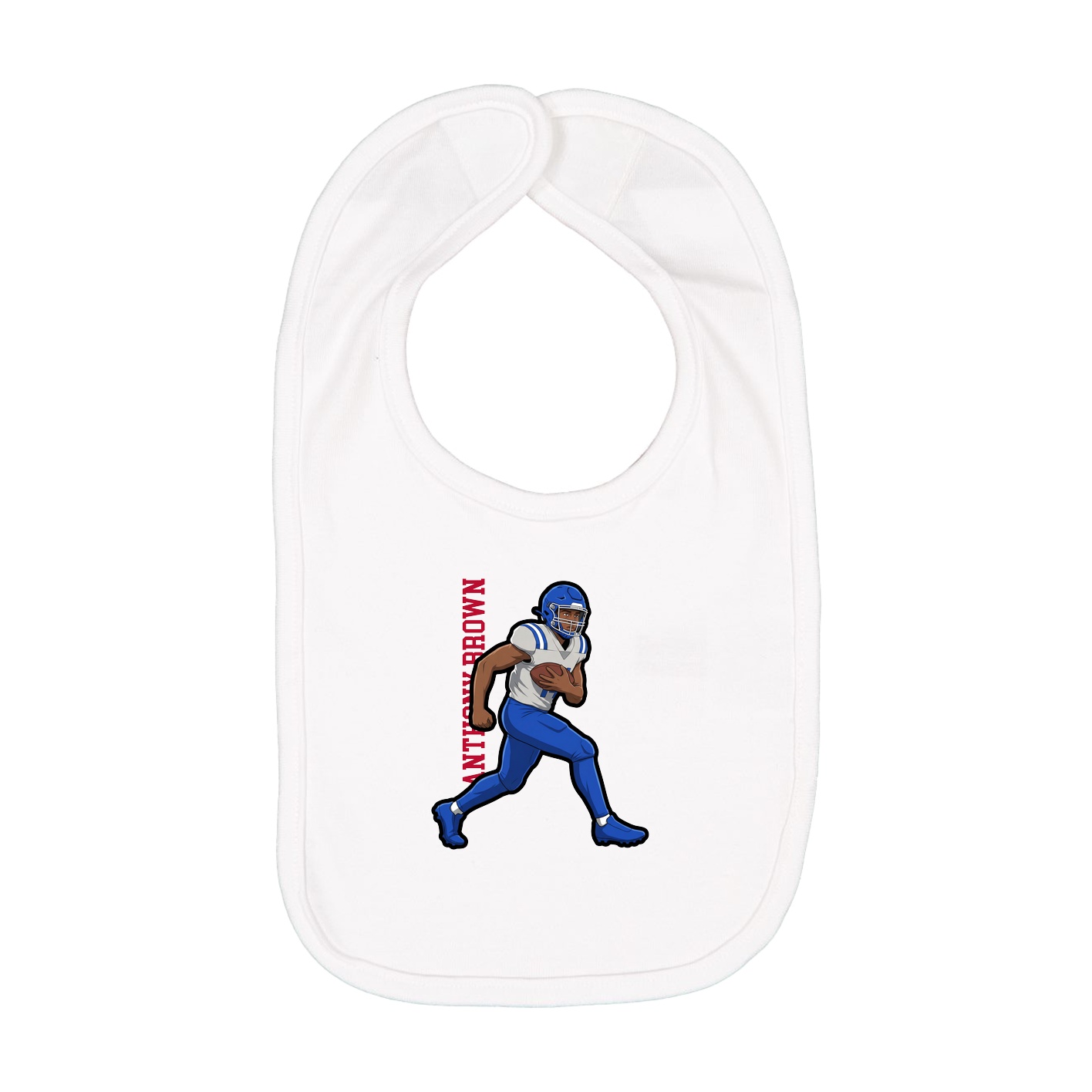 Infant Bib — Name Vertical in White