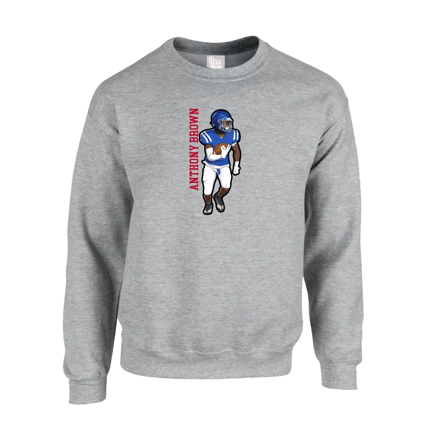 Fleece Crew — Name Vertical in Grey