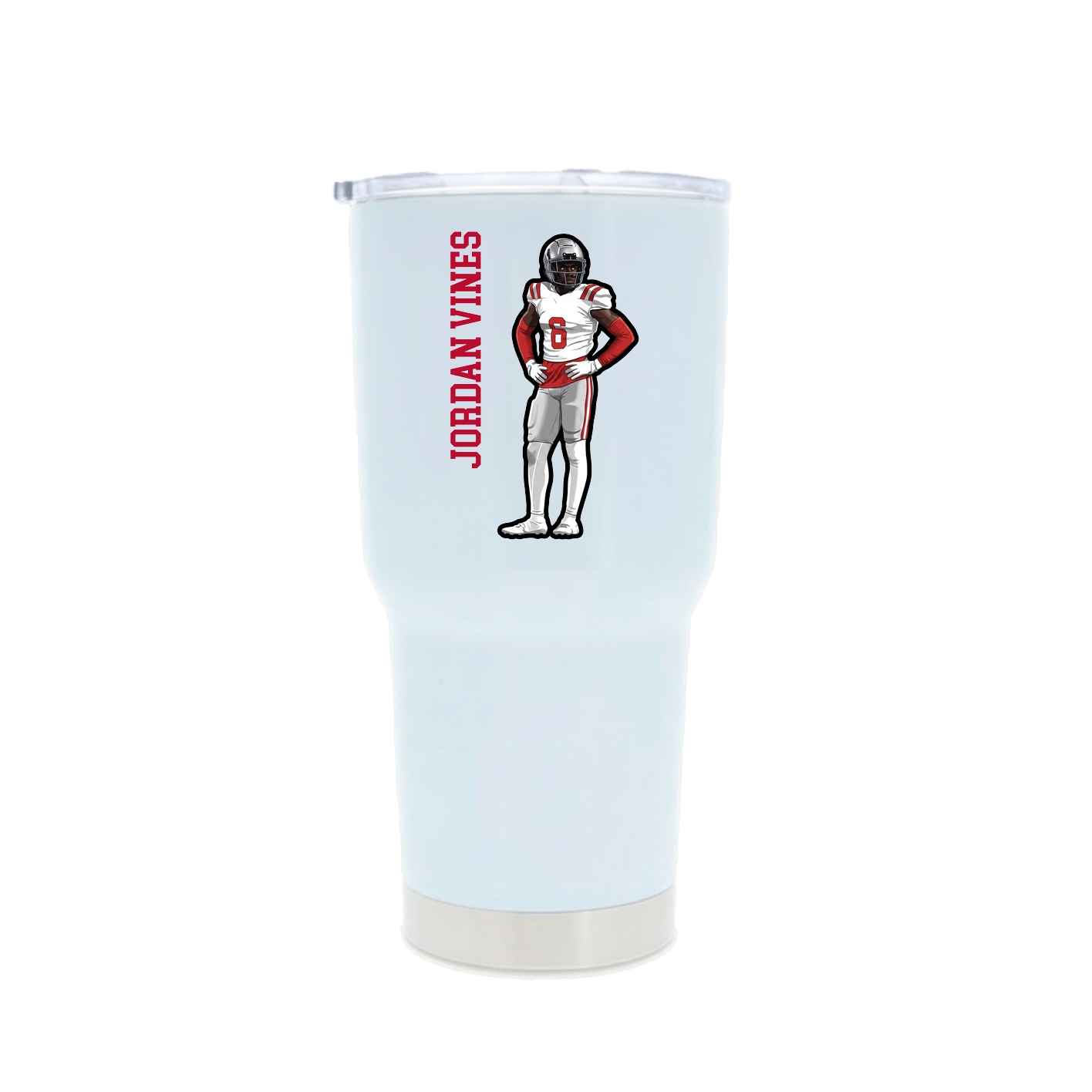 30oz Stainless Steel Tumbler — Name Vertical in White