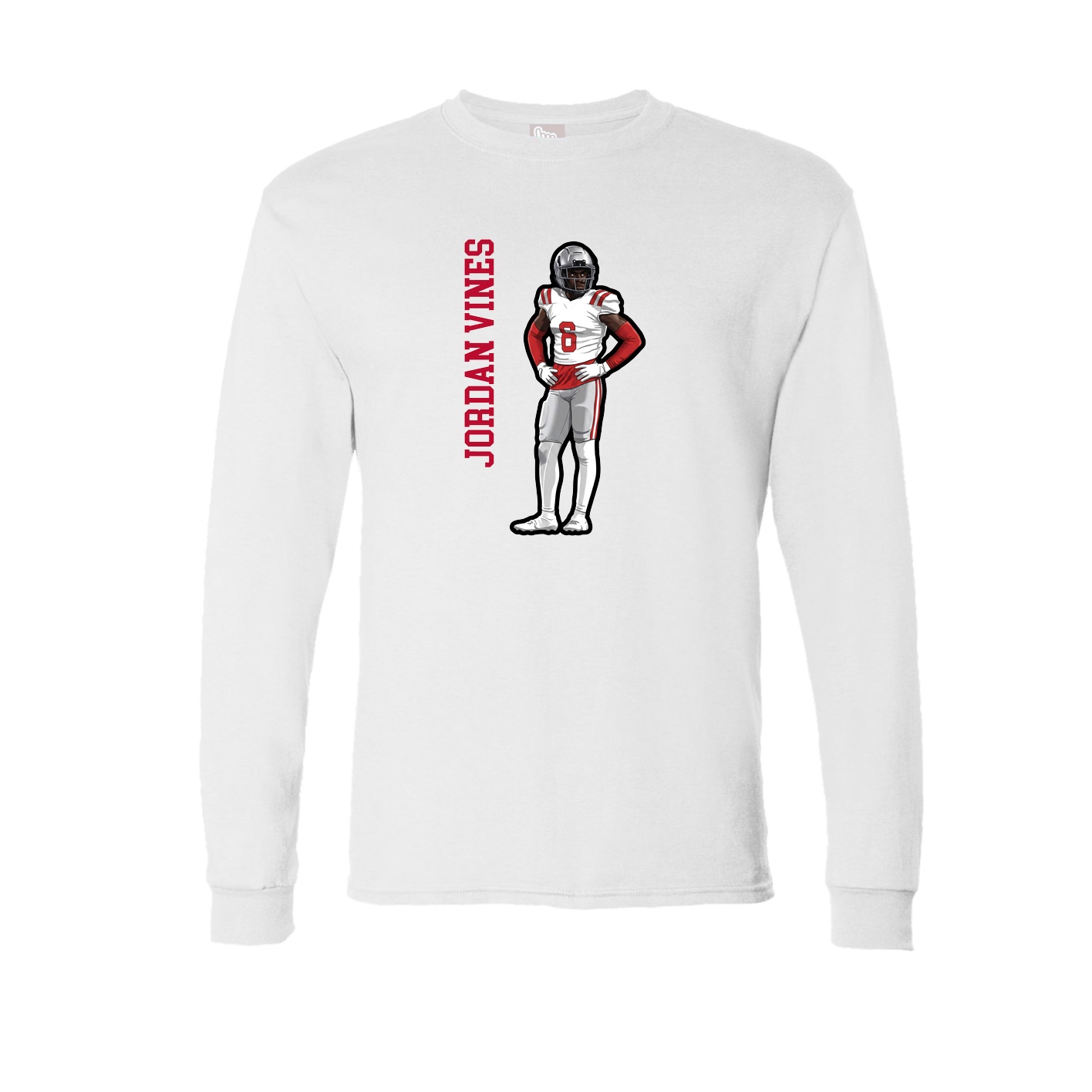 Long Sleeve Tee — Name Vertical in White