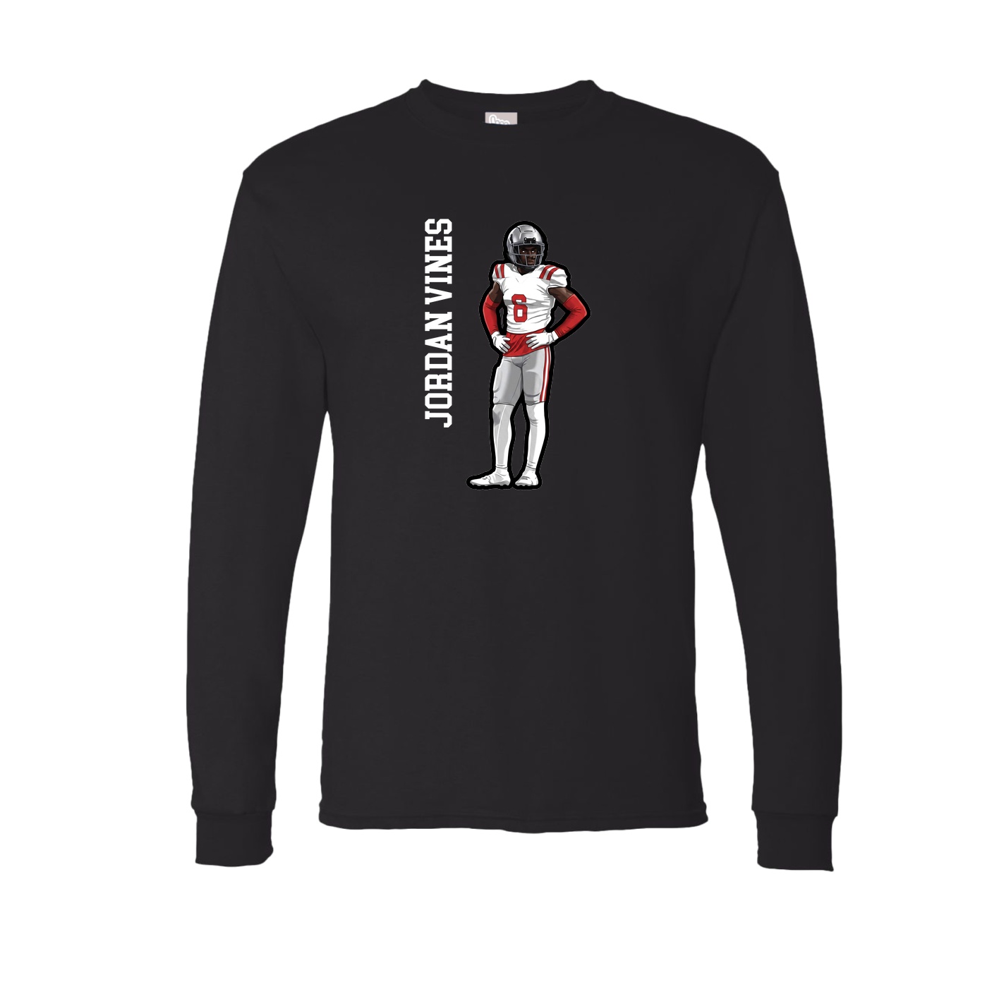 Long Sleeve Tee — Name Vertical in Black