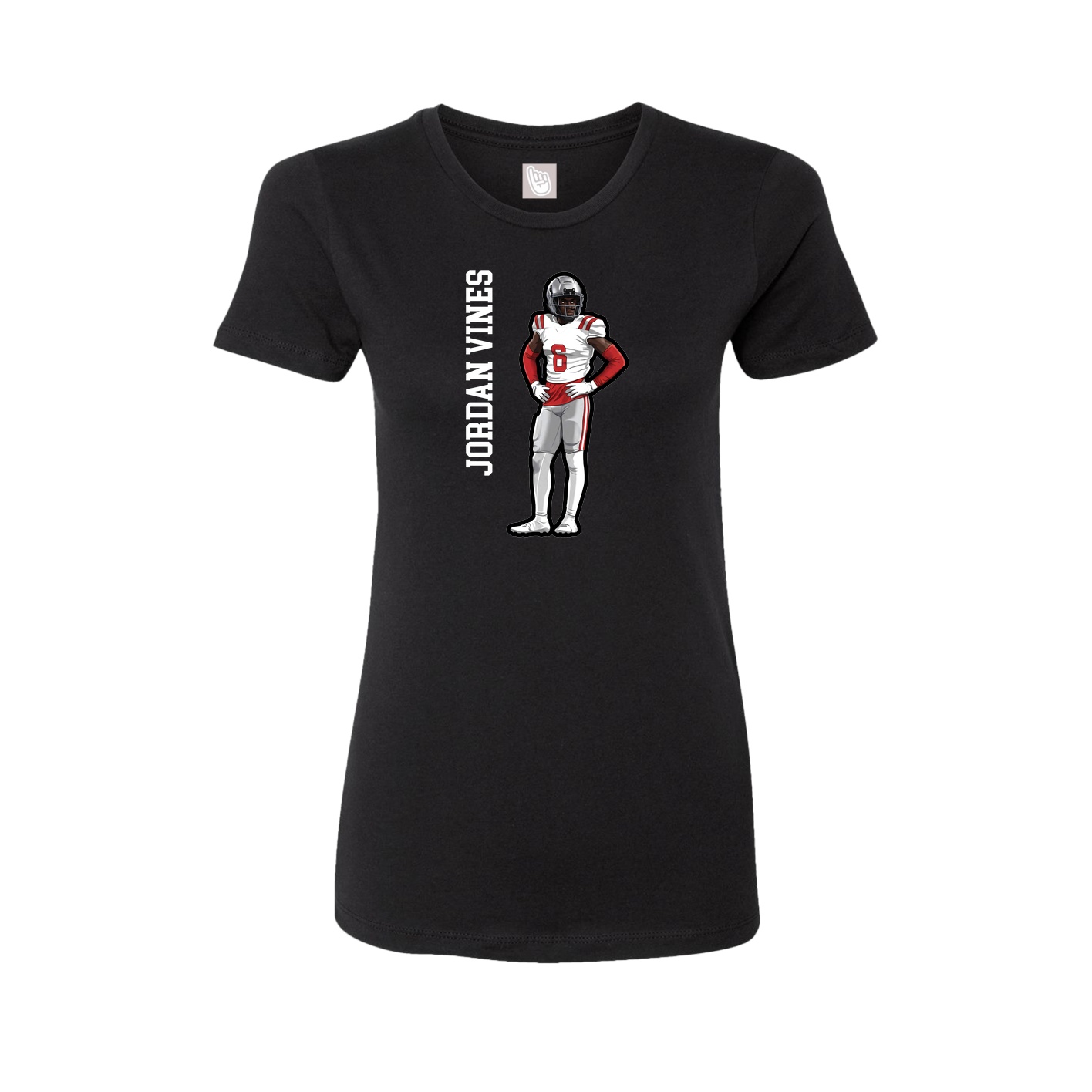 Womens Tee — Name Vertical in Black