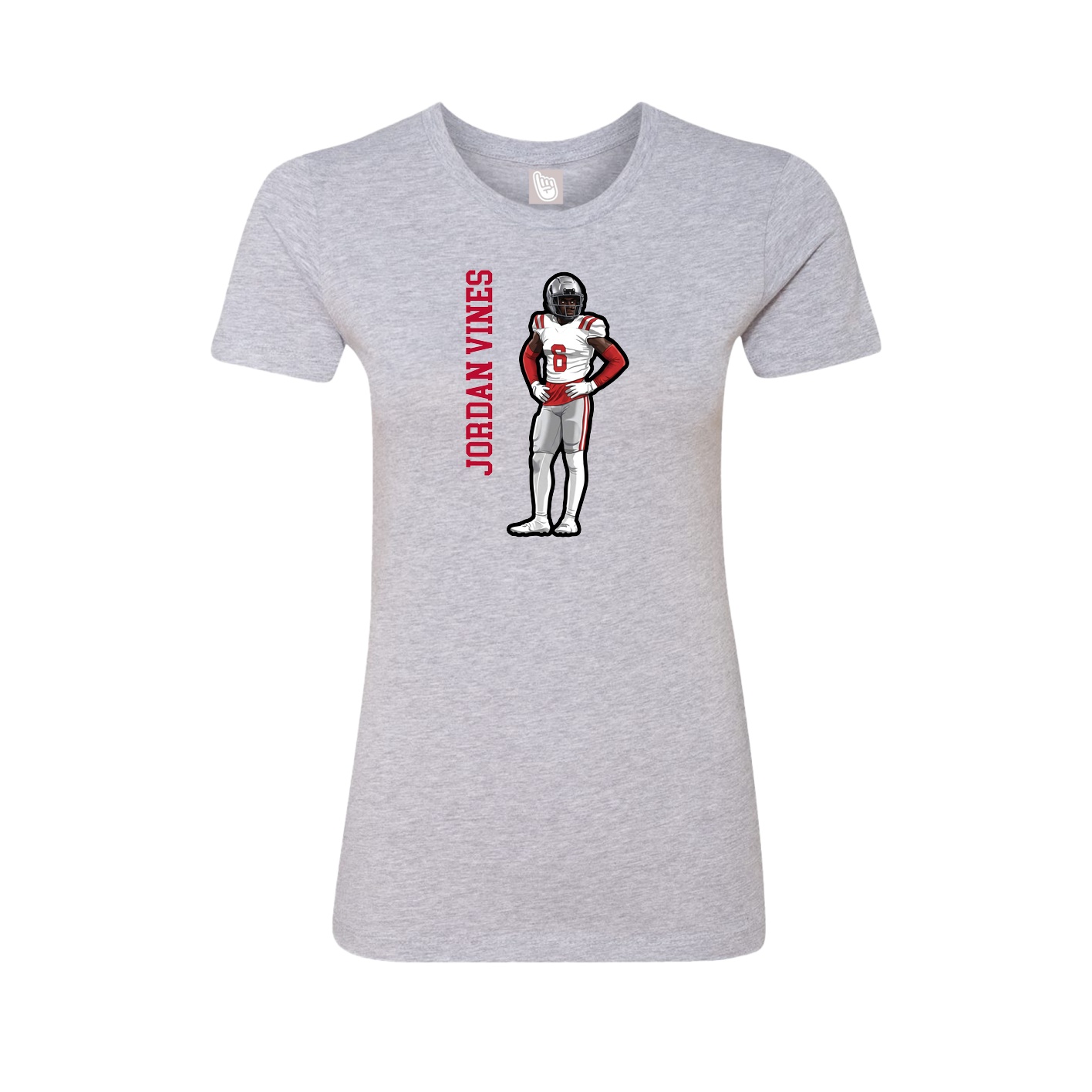 Womens Tee — Name Vertical in Grey