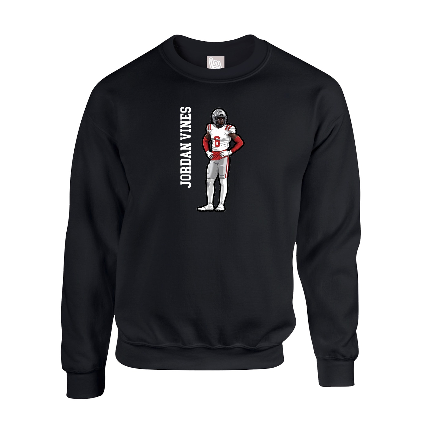 Fleece Crew — Name Vertical in Black