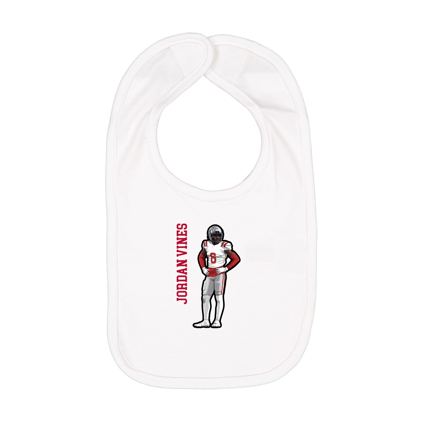 Infant Bib — Name Vertical in White