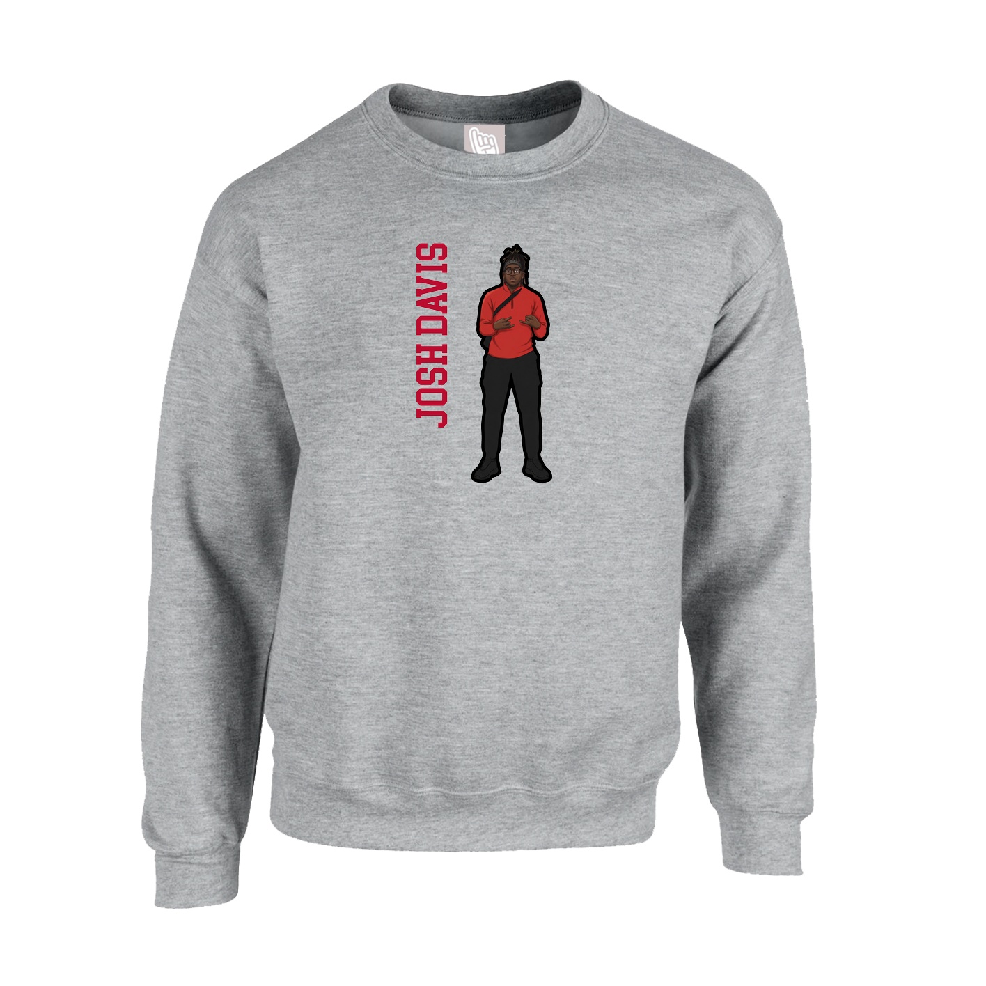 Fleece Crew — Name Vertical in Grey