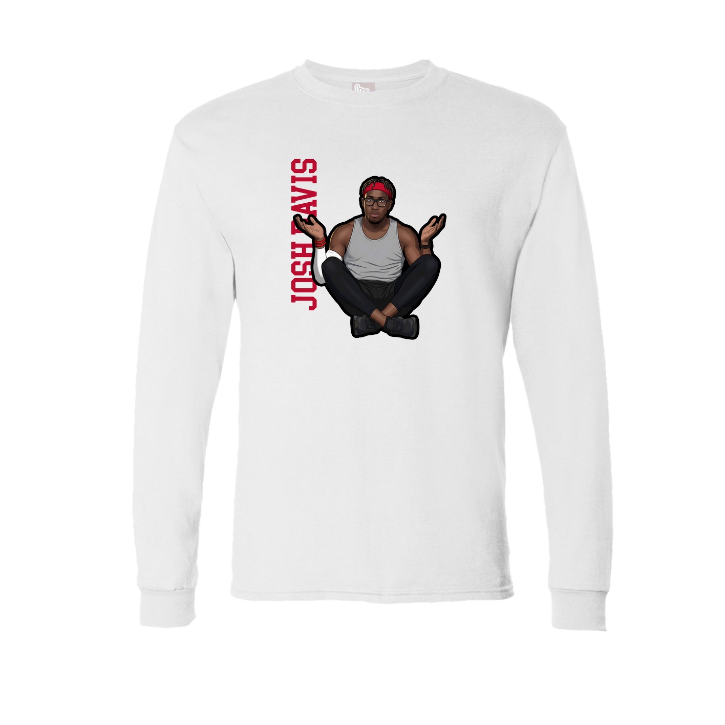 Long Sleeve Tee — Name Vertical in White