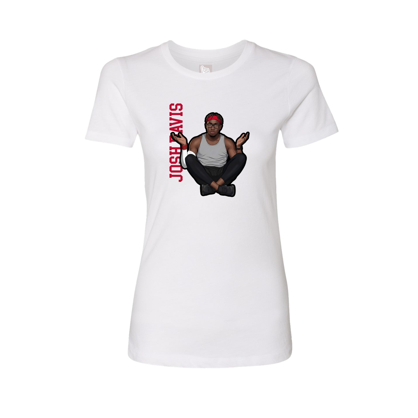 Fitted Women's Tee — Name Vertical in White