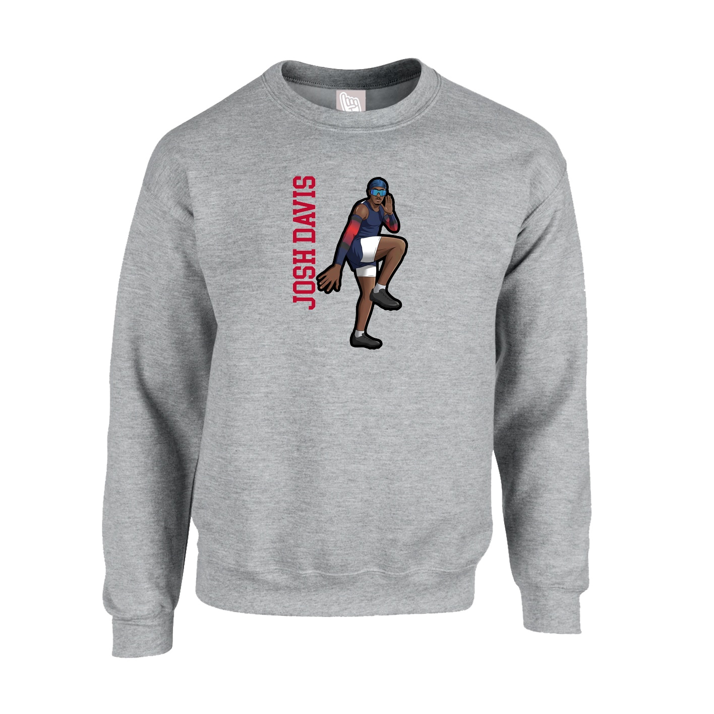 Fleece Crew — Name Vertical in Grey