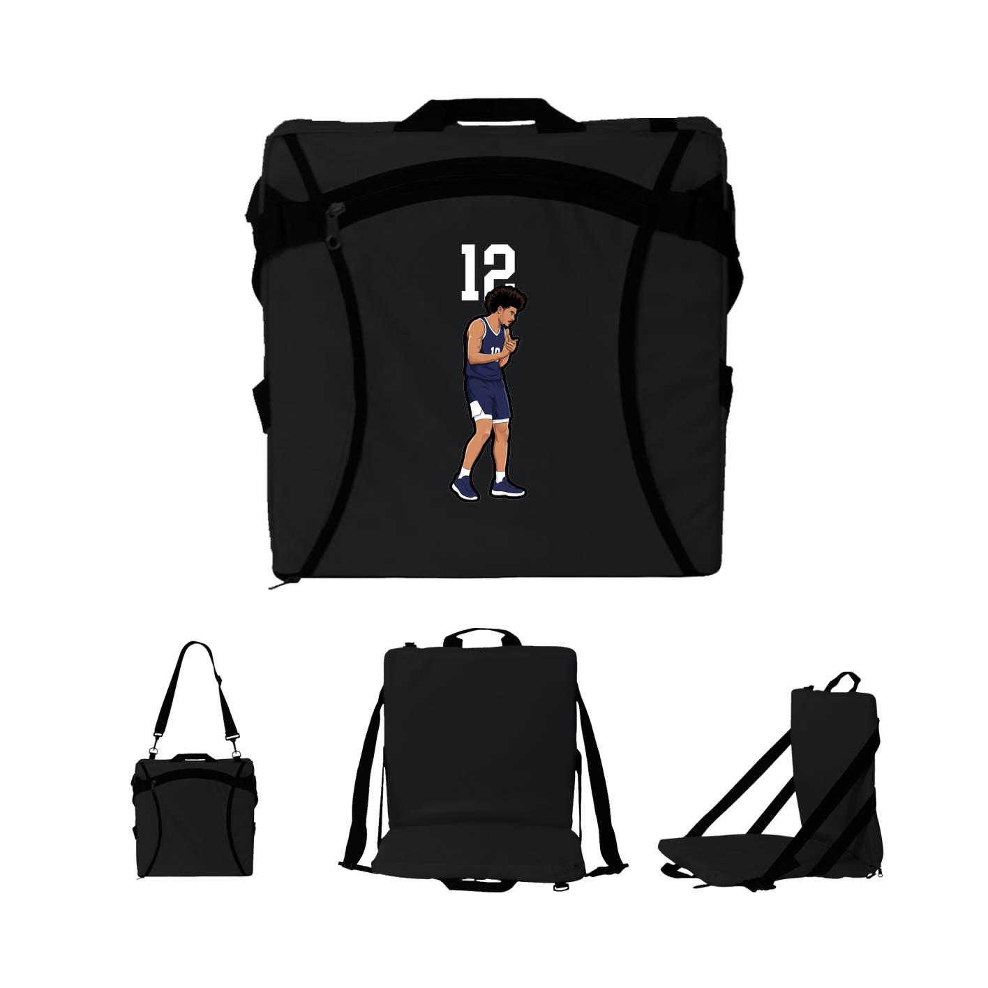 Folding Stadium Seat — Number Top in Black