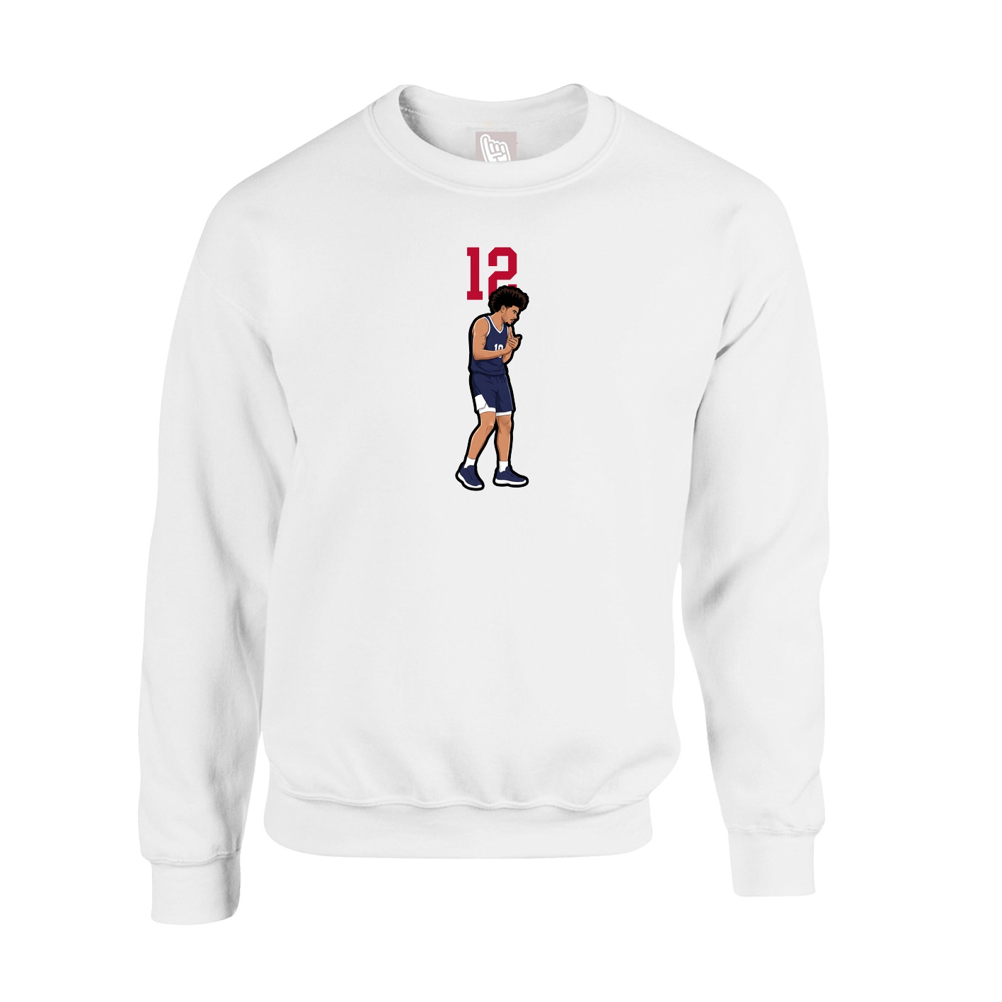 Fleece Crew — Number Top in White
