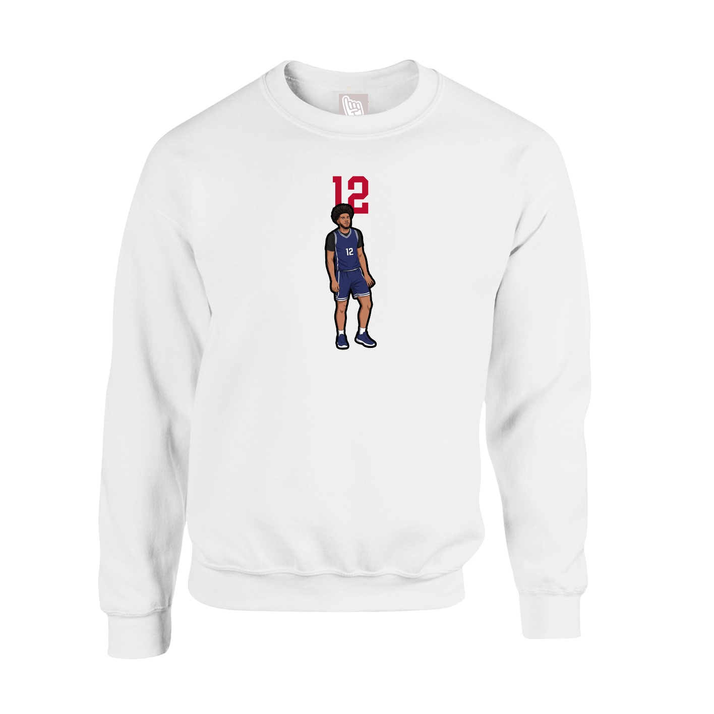Fleece Crew — Number Top in White