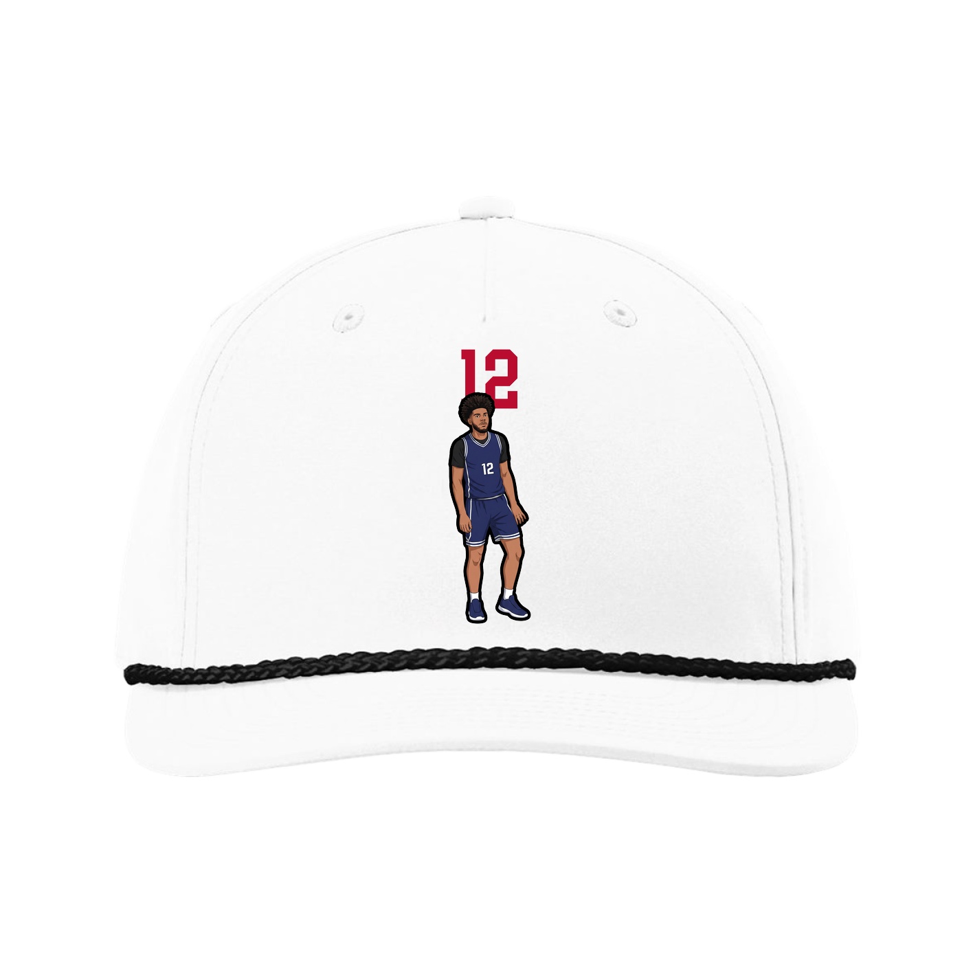 Five-Panel Classic Rope Cap — Number Top in White