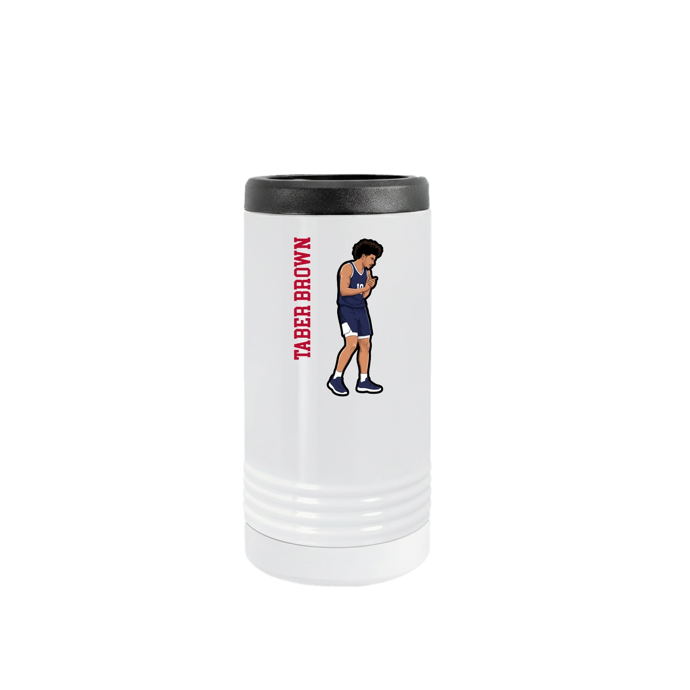 Slim Beverage Holder — Name Vertical in White