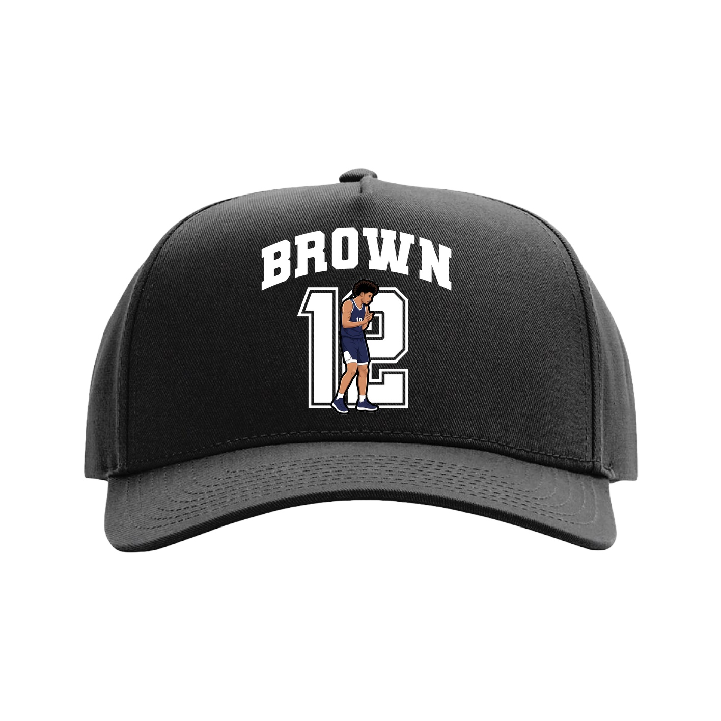Full Fabric Five-Panel Champ Cap — Number in Black