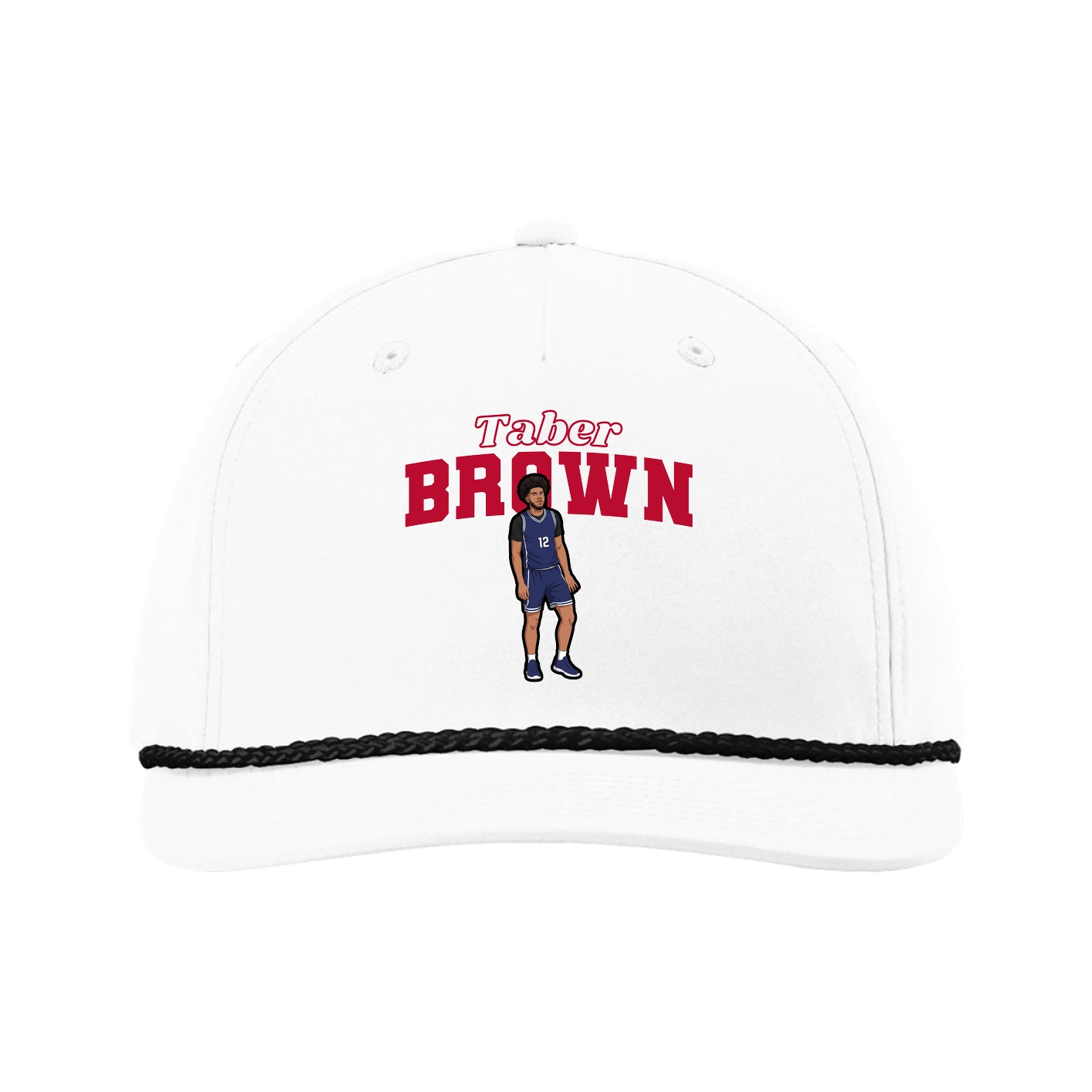 Five-Panel Classic Rope Cap — Name Arch in White