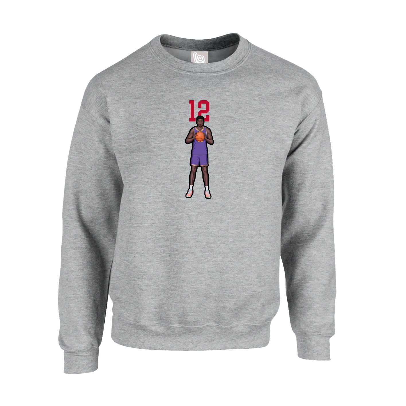 Fleece Crew — Number Top in Grey