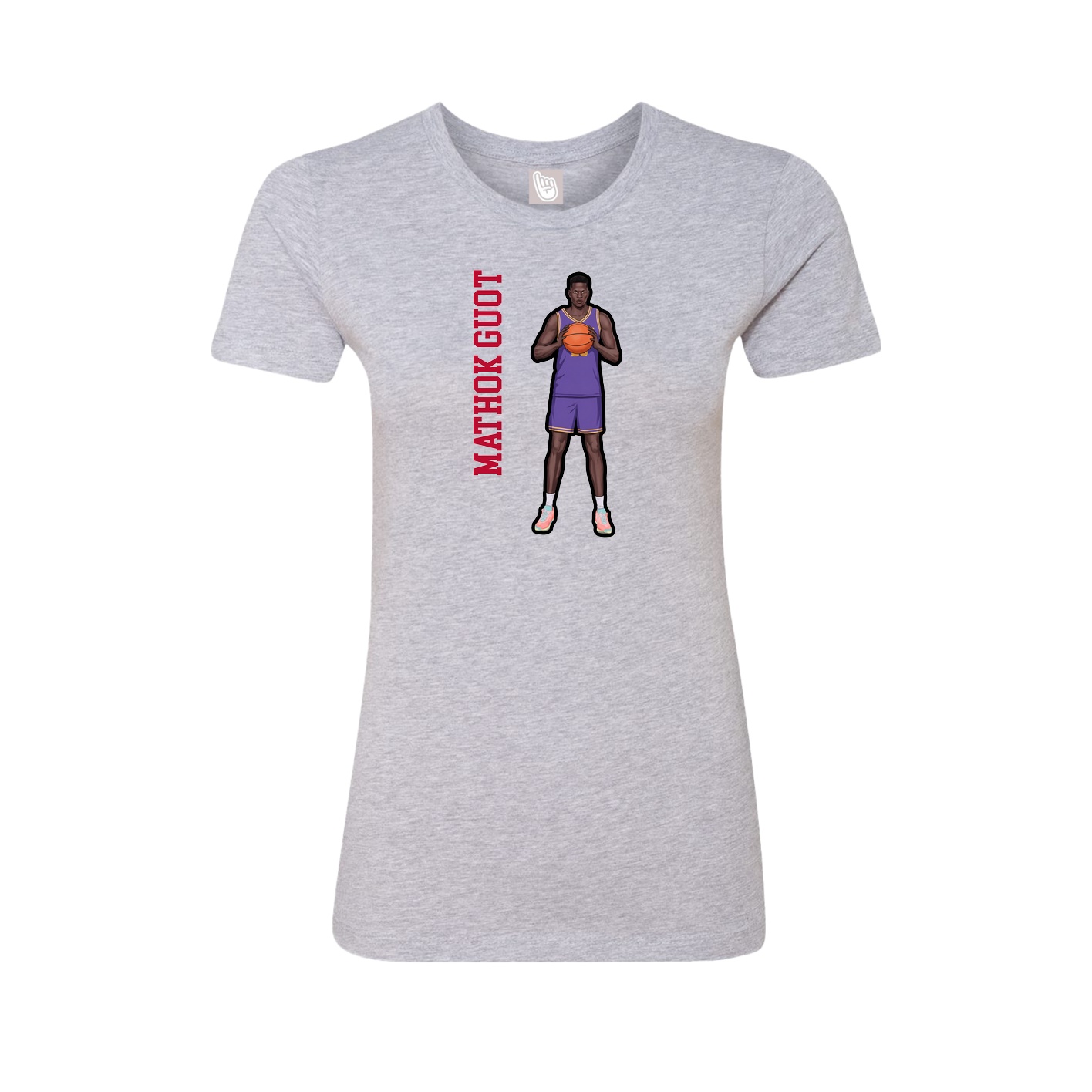 Fitted Women's Tee — Name Vertical in Grey