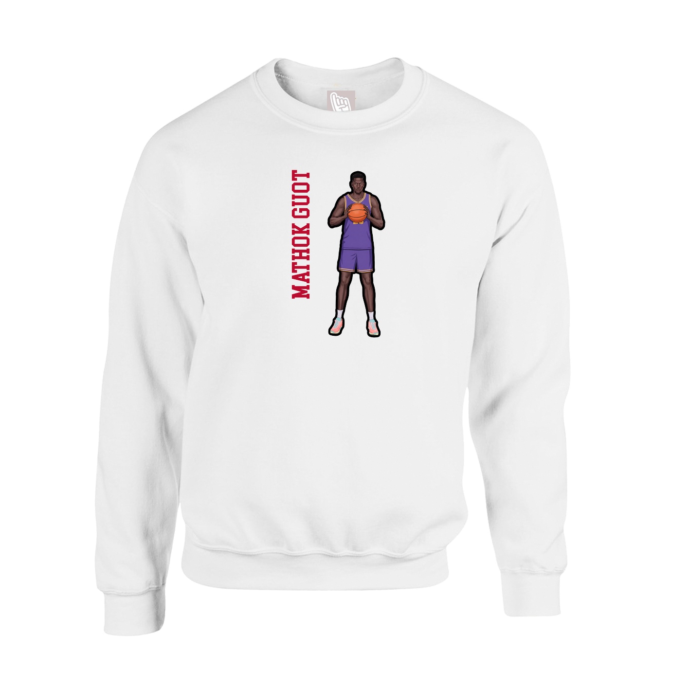 Fleece Crew — Name Vertical in White