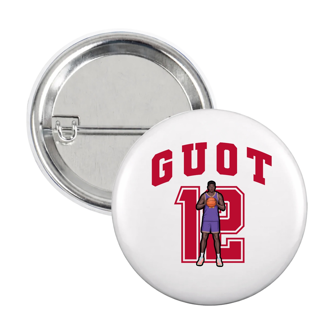 Game Day Button — Number in White