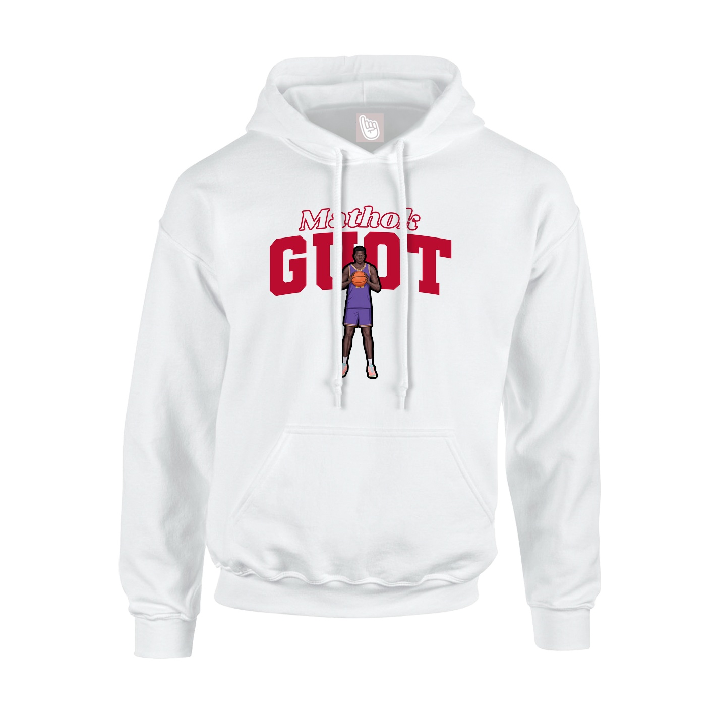 Youth Hoodie — Name Arch in White