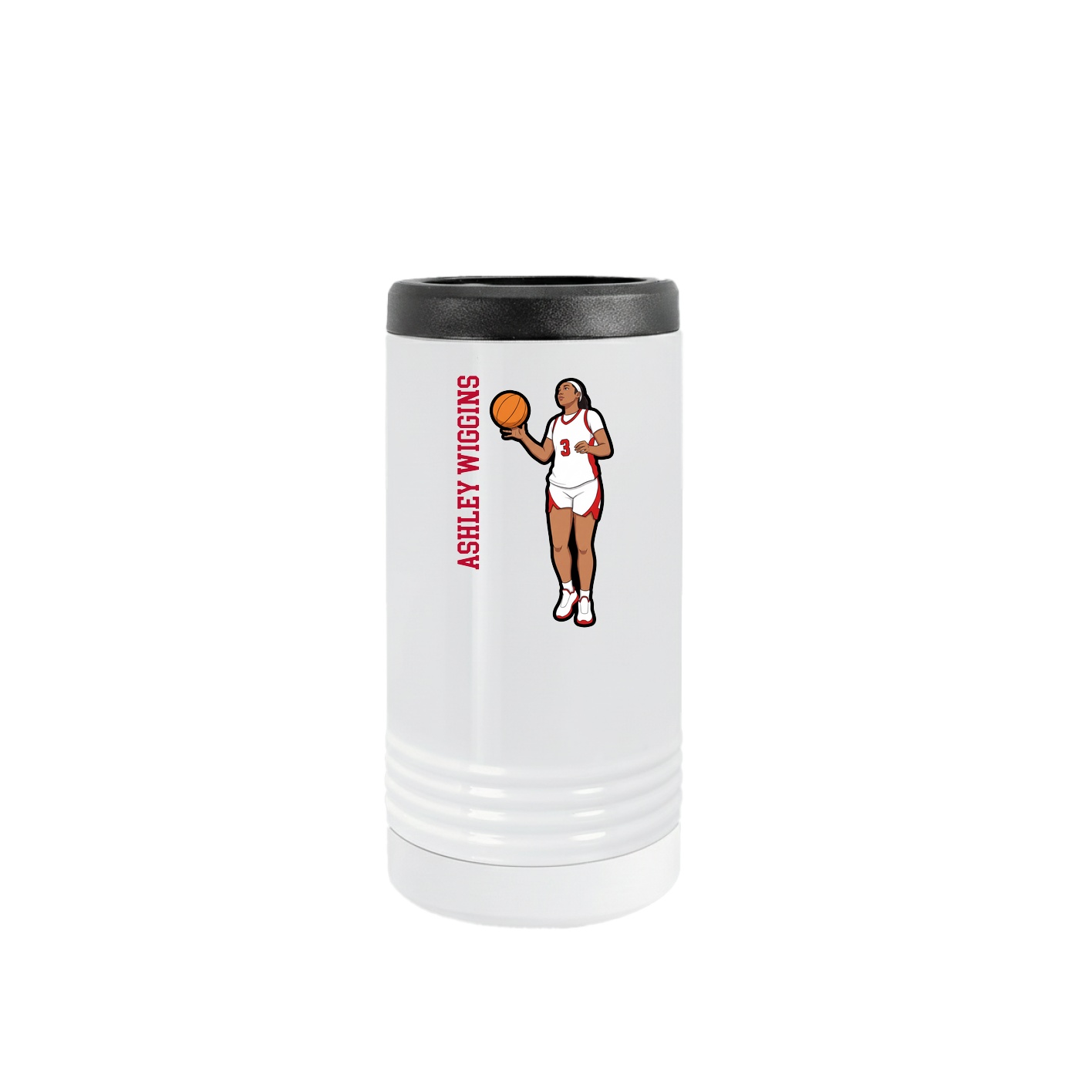 Slim Beverage Holder — Name Vertical in White