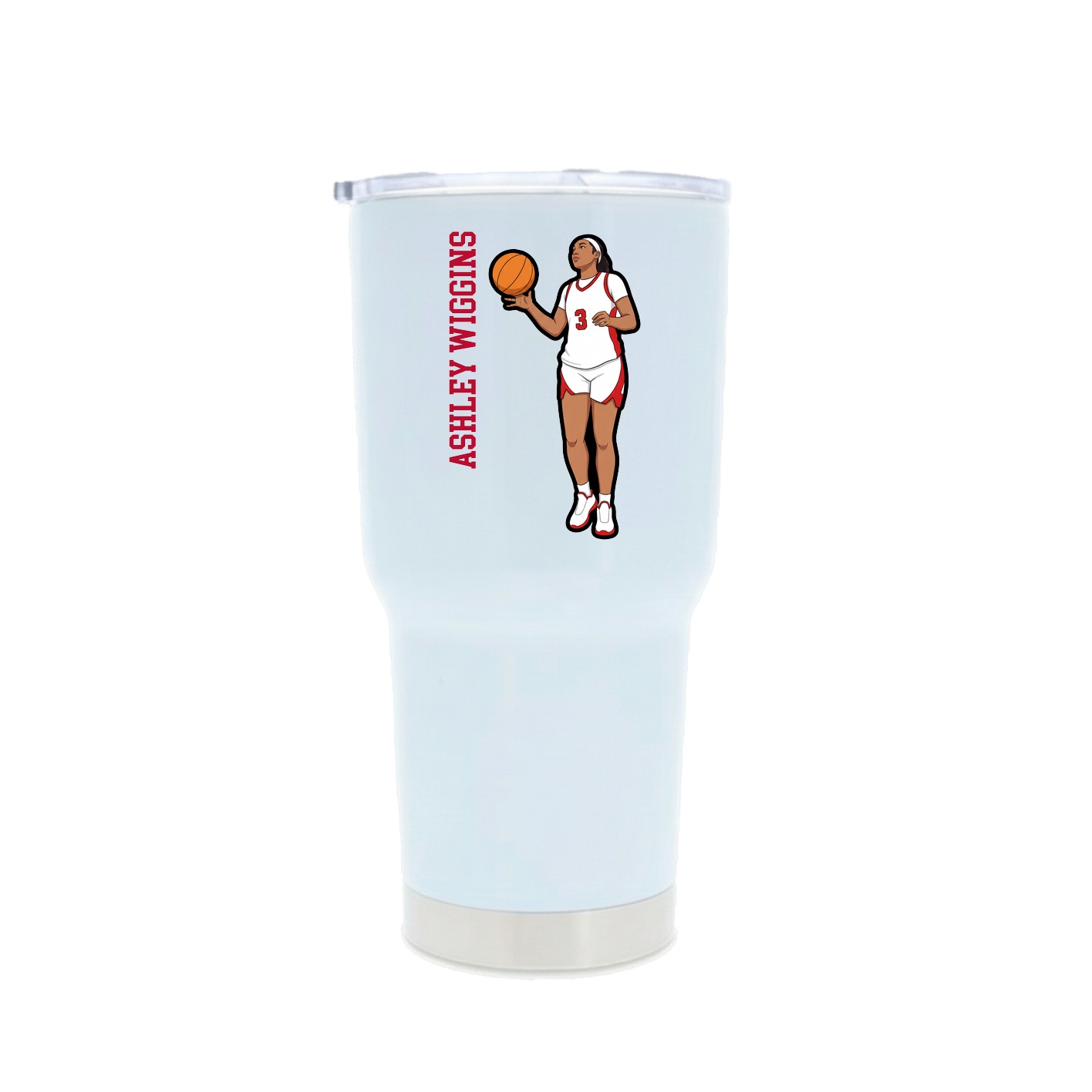 30oz Stainless Steel Tumbler — Name Vertical in White
