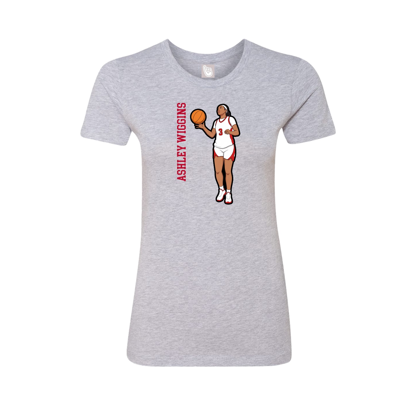 Fitted Women's Tee — Name Vertical in Grey