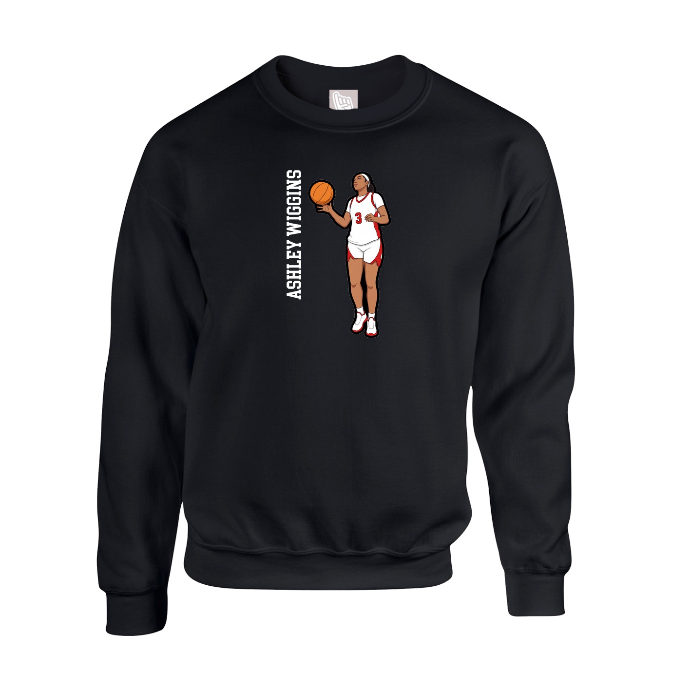 Fleece Crew — Name Vertical in Black