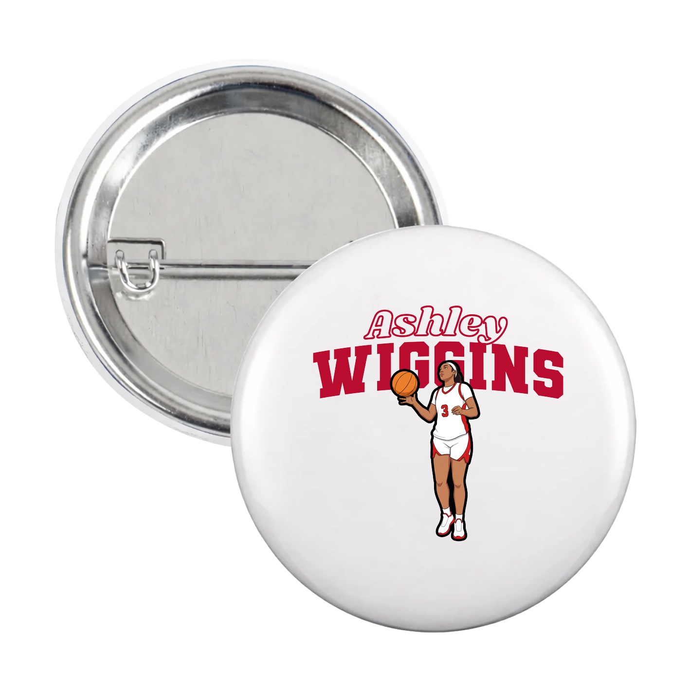 Game Day Button — Name Arch in White