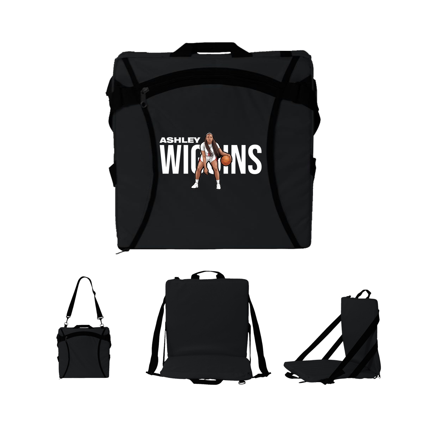 Folding Stadium Seat — Player Name in Black
