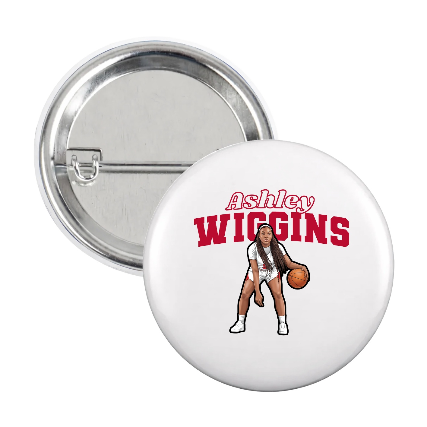 Game Day Button — Name Arch in White