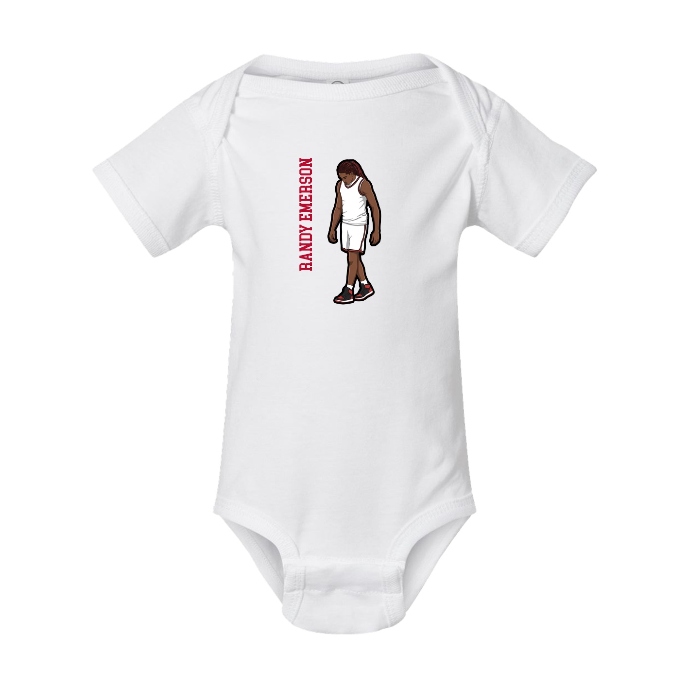 Baby Onesie — Name Vertical in White