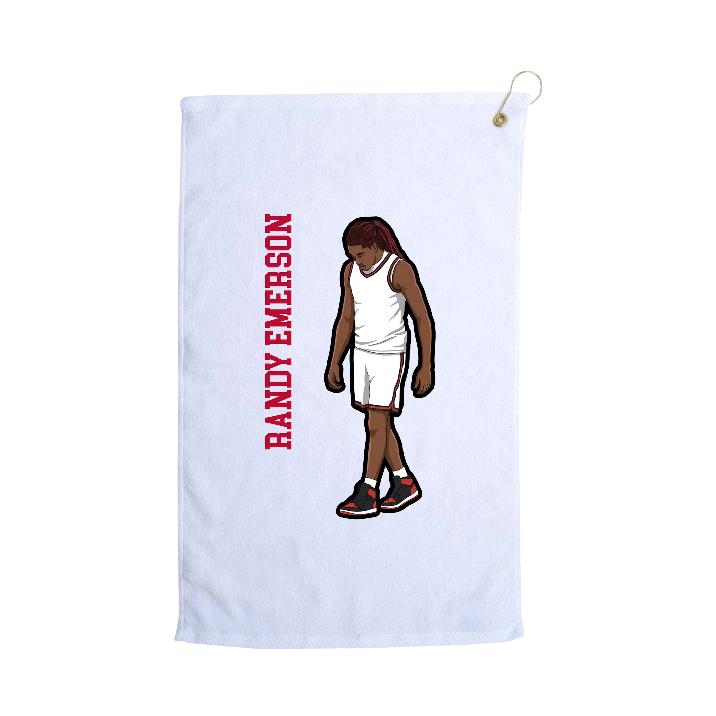 Golf Towel — Name Vertical in White