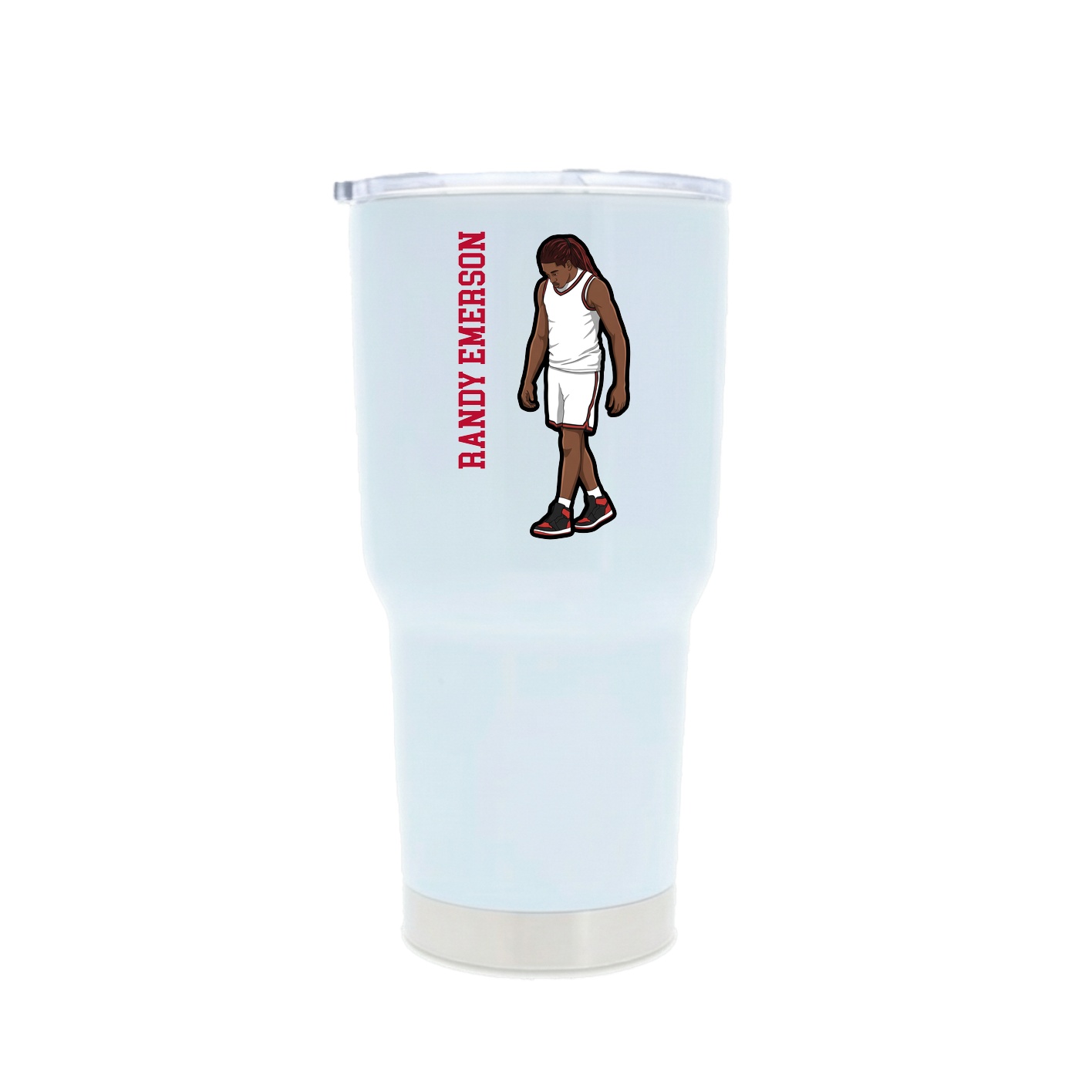 30oz Stainless Steel Tumbler — Name Vertical in White