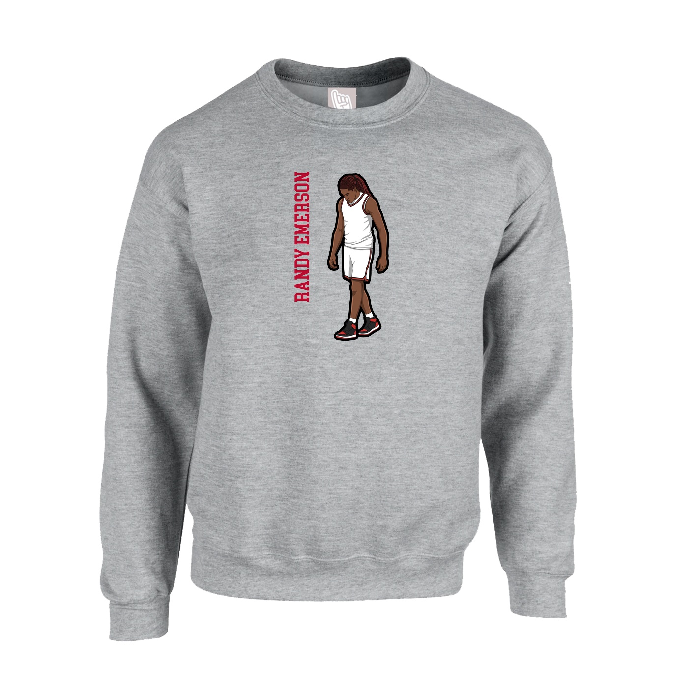 Fleece Crew — Name Vertical in Grey