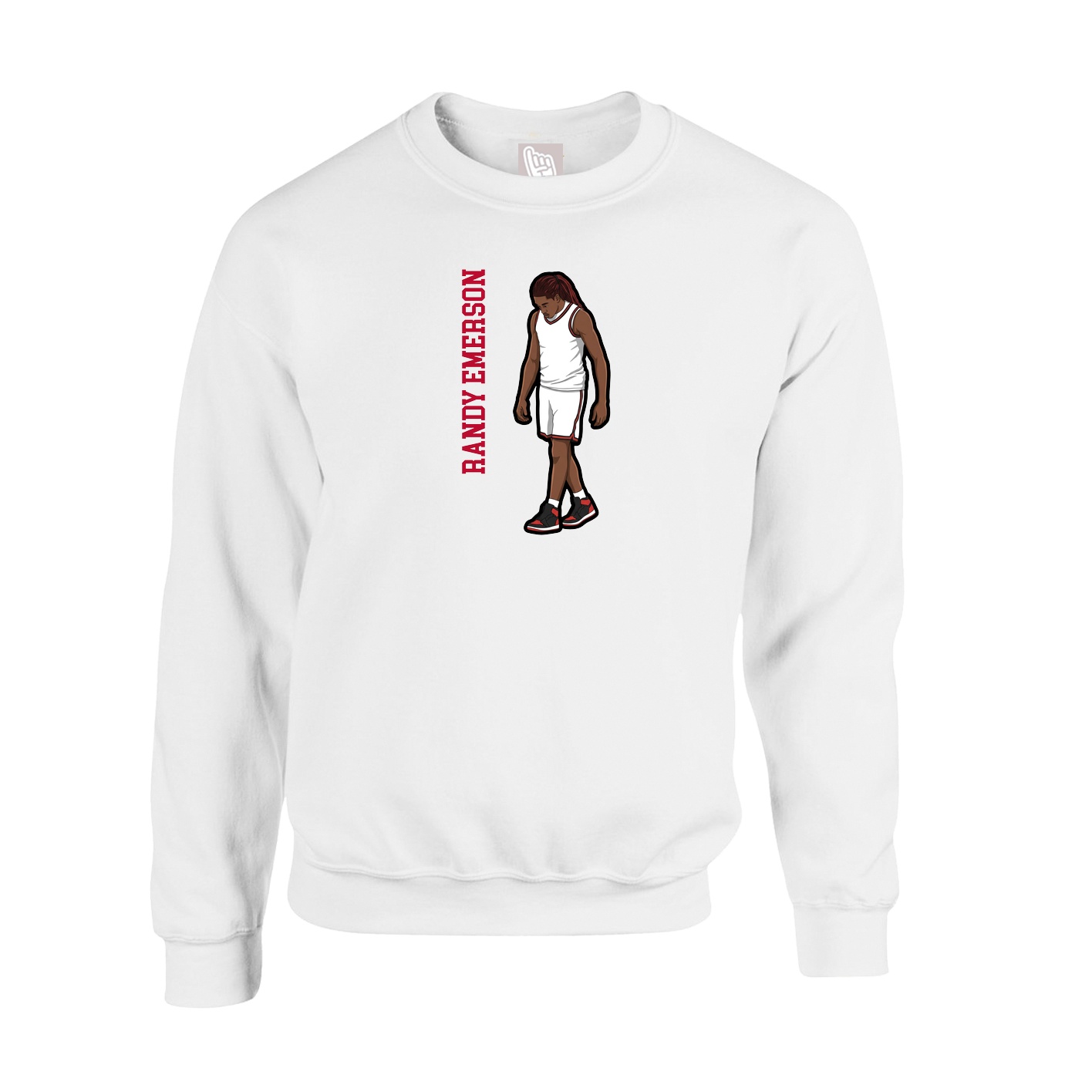 Fleece Crew — Name Vertical in White