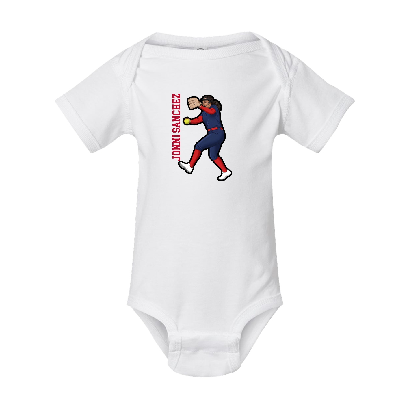 Baby Onesie — Name Vertical in White