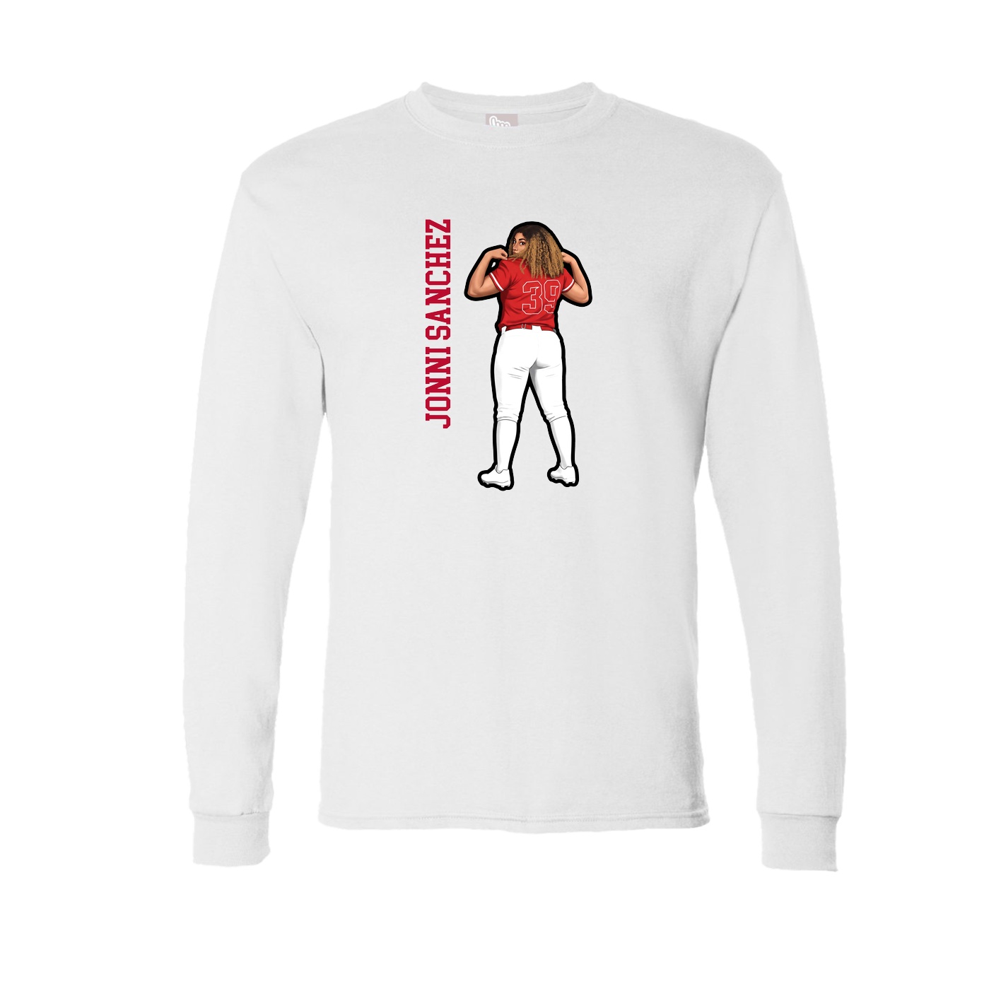 Long Sleeve Tee — Name Vertical in White