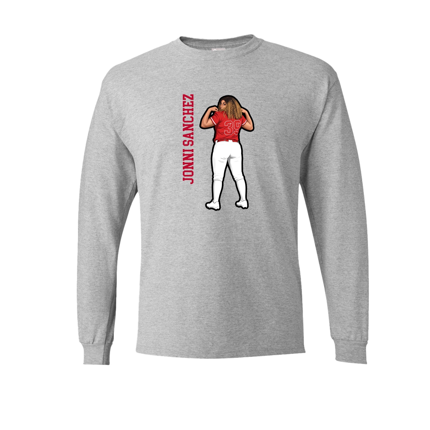 Long Sleeve Tee — Name Vertical in Grey