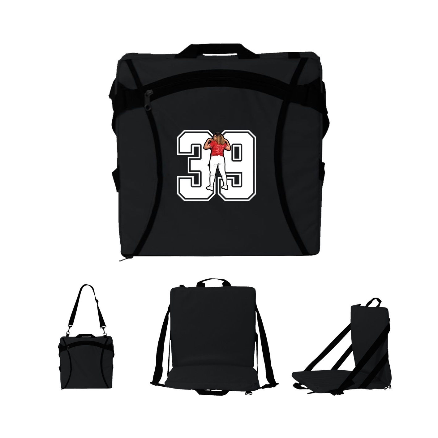 Folding Stadium Seat — Number in Black
