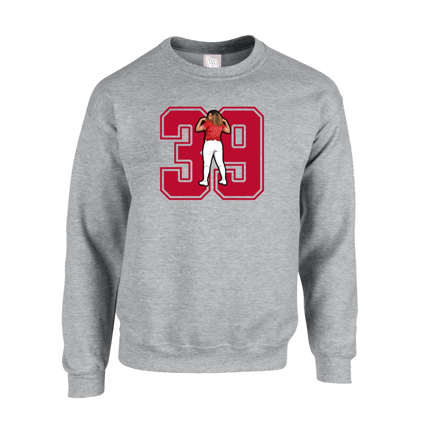 Fleece Crew — Number in Grey
