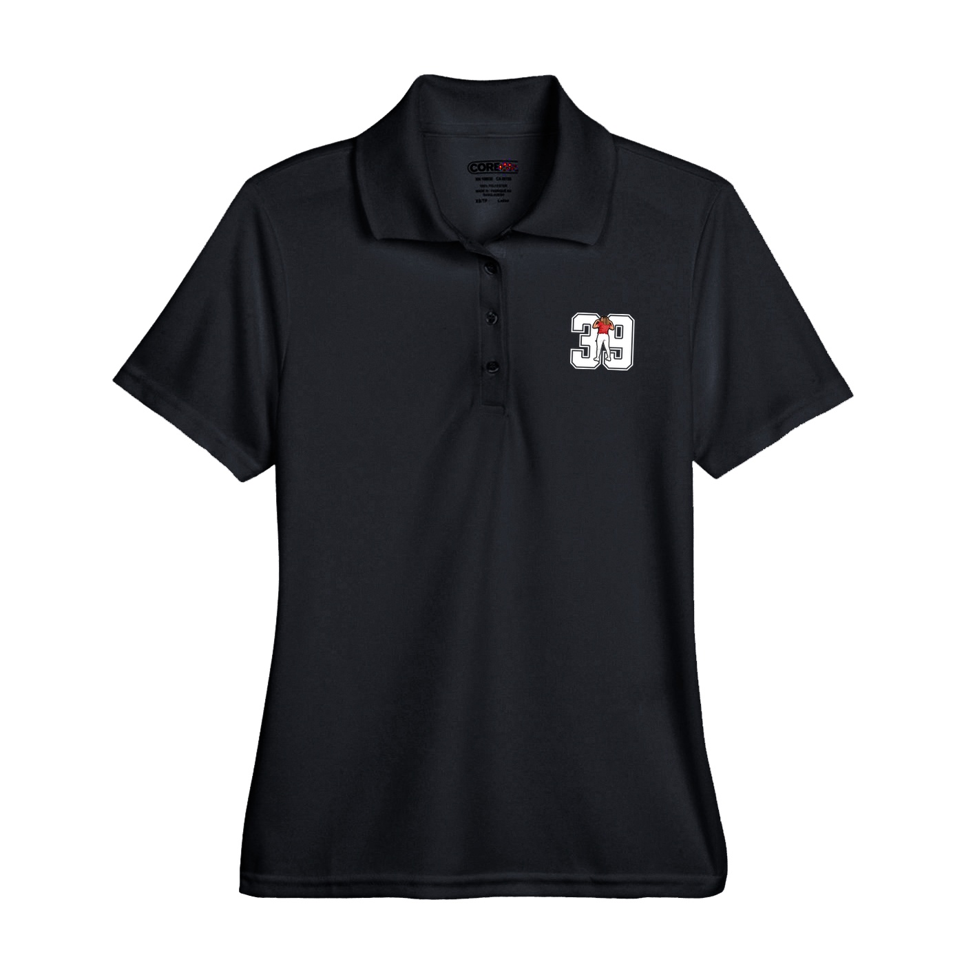 Womens Performance Polo — Number in Black