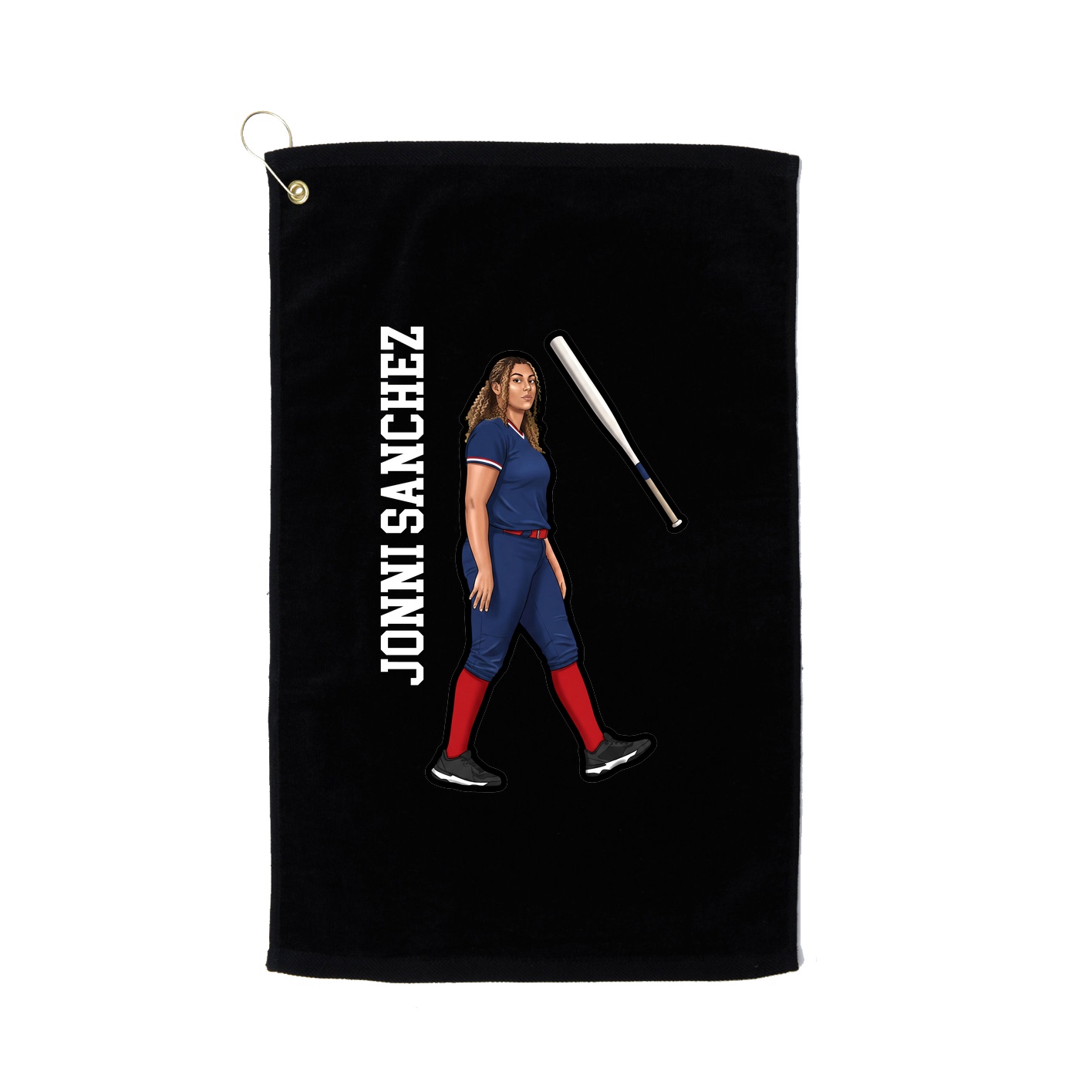 Golf Towel — Name Vertical in Black