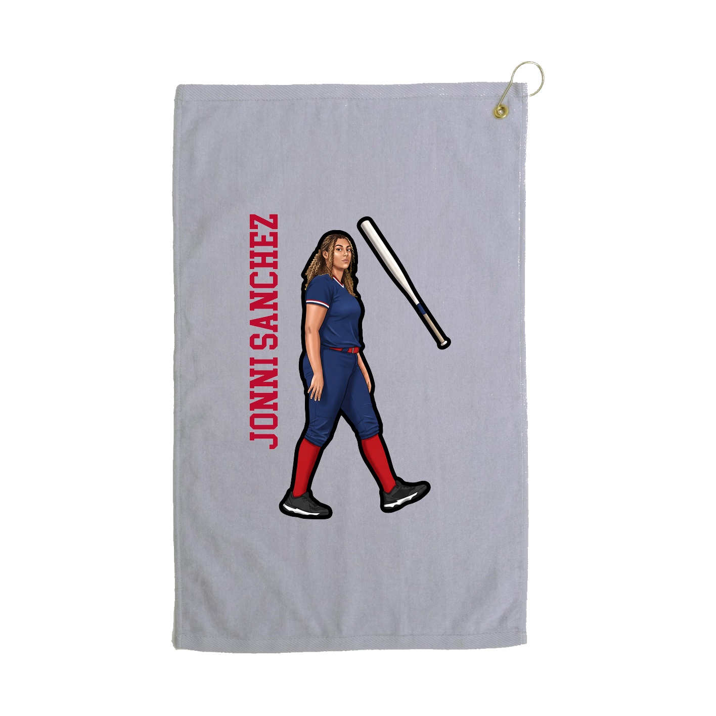 Golf Towel — Name Vertical in Grey